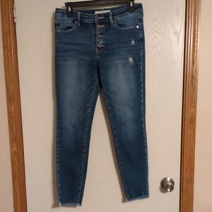 Kancan Buttonfly Distressed Skinny Raw Hem Jeans Size 9/28